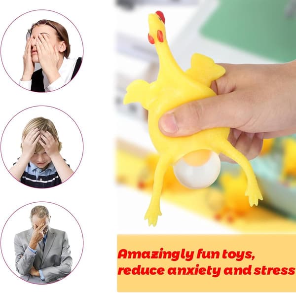Roliga Squishy Leksaker Kyckling & Ägg – Stressreducerande Klämleksak för Vuxna & Barn (9*6cm)