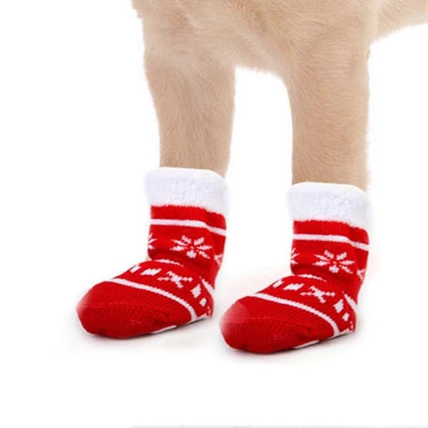 Hundesokker Julebomullsokker for Poter Varme 24 stk Red M