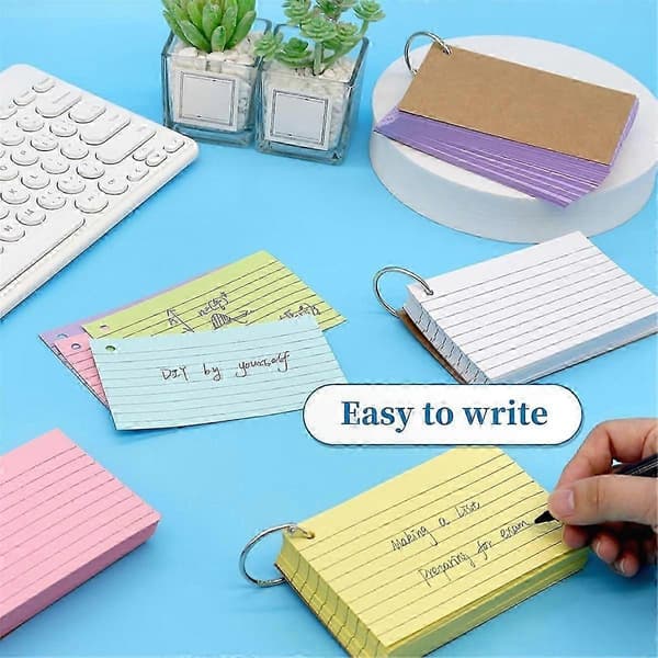 800 st linjerade indexkort med ring, linjerade flashcards för studier och organisation