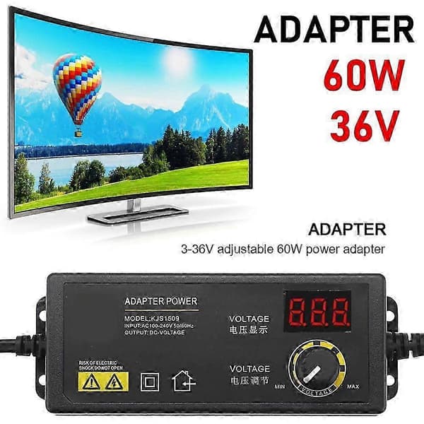 Justerbar Spänning 3-36V 60W LED LCD Digital Display Strömförsörjningsladdare med CNC Precision för Hemmabruk US Plug