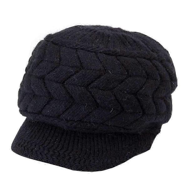 Stickad mössa, keps med skärm, vintermössa dam, beanie, hattar, kepsar, stickad baseballkeps, varm ullmössa