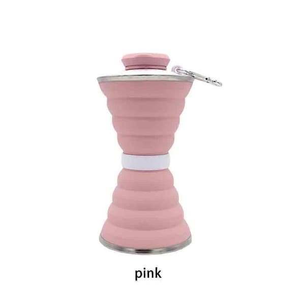 PP Silicone Water Bottle Washable Refillable Sport Travel Bottle Pink