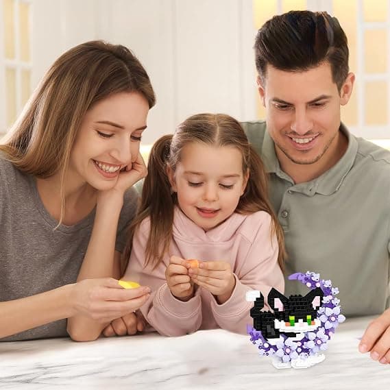 Minibyggeklodser formet som katte med blomster, minisæt