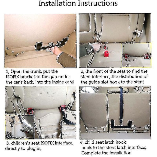 Universal bilbarnesetesikringsankermonteringssett for Isofix beltekobling, svart