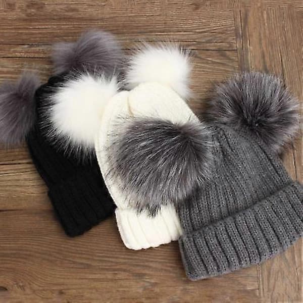 Mössa Ull Stickad Tofs Skidmössa Vinter Varm Stickad Mössa (Svart) Black
