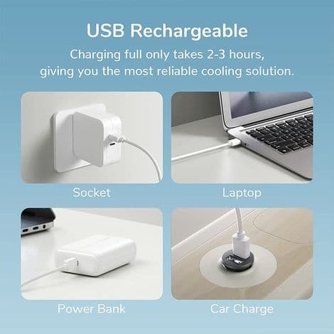 Bærbar ventilator, lille bærbar ventilator, genopladelig USB bærbar ventilator