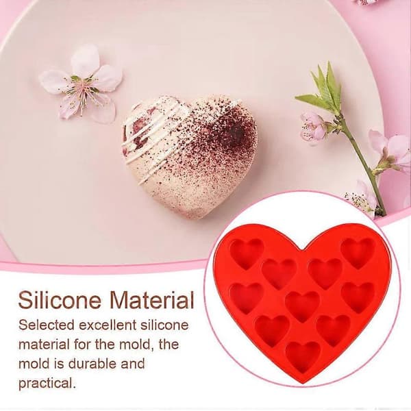 Heart-shaped Mold Home Bakery Multi-slot Sugar Candy Molds Dessert Making Tool Chocolate Silicone DIY Handmade Baking red