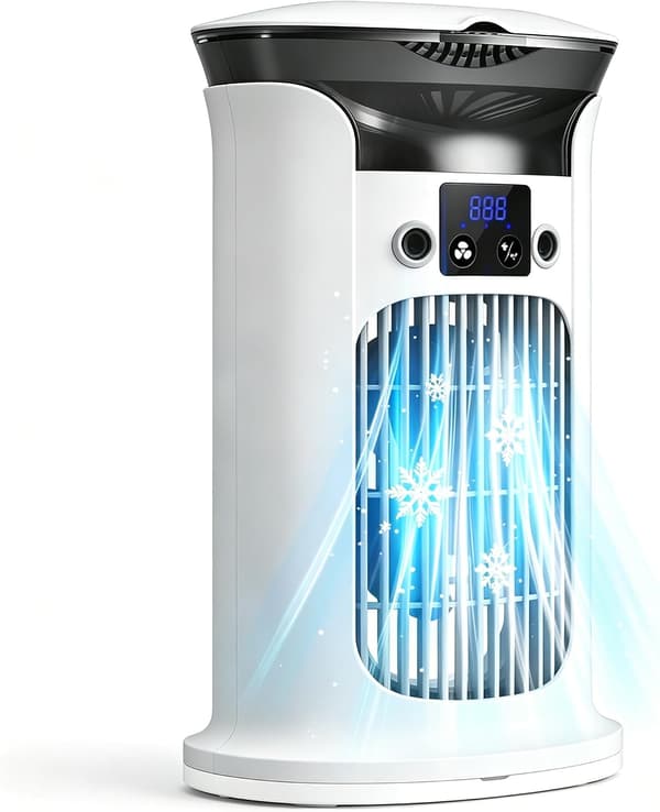 Bærbar aircondition med 880 ml vandtank