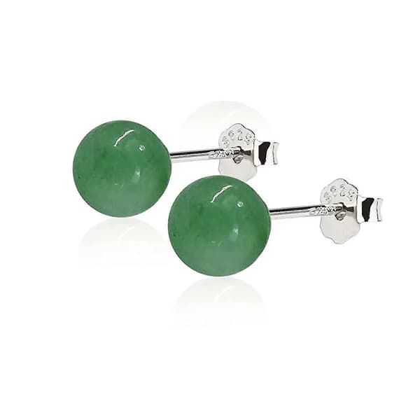 GLLBTPT Jade Øreringe Studs 925 Sterling Sølv Øreringe Studs til Følsomme Ører Grøn Jade Stud Øreringe til Kvinder og Mænd Tilbage til Skole August Fødsel 8mm