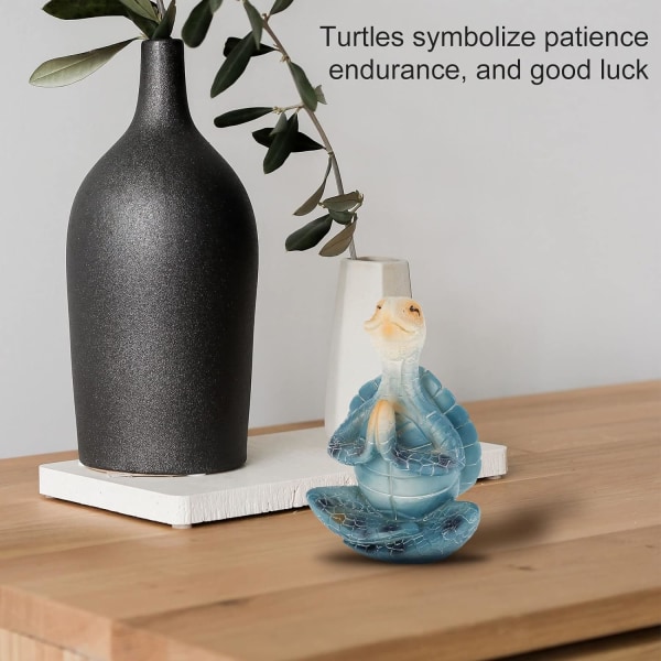 Kreativt dekorativt harpikshåndverk Søt Skilpadde Meditasjon Skilpadde Skrivebordspynt 10 cm Passer til hjemmekontorhage.