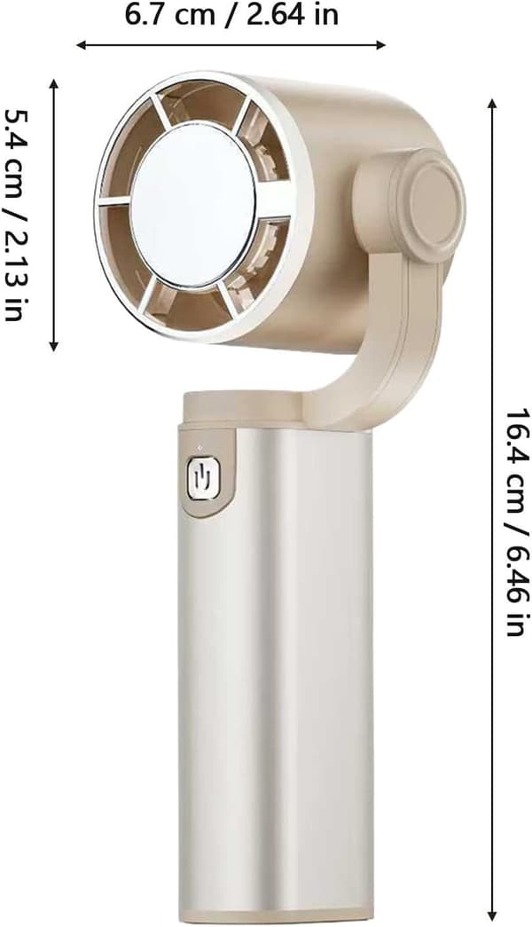 Bærbar ventilator – Genopladelig ventilator | Kompakt og 180° foldbar køleenhed