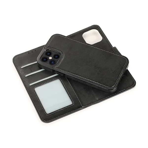 Lommeboketui til iPhone 12 Pro, magnetisk beskyttelsesetui (svart)