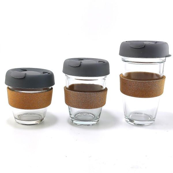 12 oz Medium Glass Brew Gjenbrukbar kaffekopp, kork, press, 12 Oz-fskj
