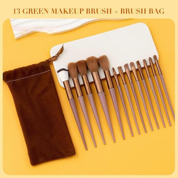 13 stk. Makeupbørstesæt Foundation Kosmetiske Børster til Makeup R3B2 Black with cloth bag 1set