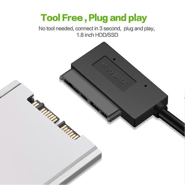 USB 3.0 til Micro-SATA-adapterkabel for 1,8-tommers HDD SSD-omformerkabel USB3.0 til 16-pinners Msata 7+9-pinners kabel Black