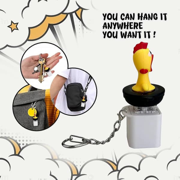 Fidget Clicker Nøglering, Fidget Clicker Nøglering med Lys, Tastatur Fidget Legetøj Chicken