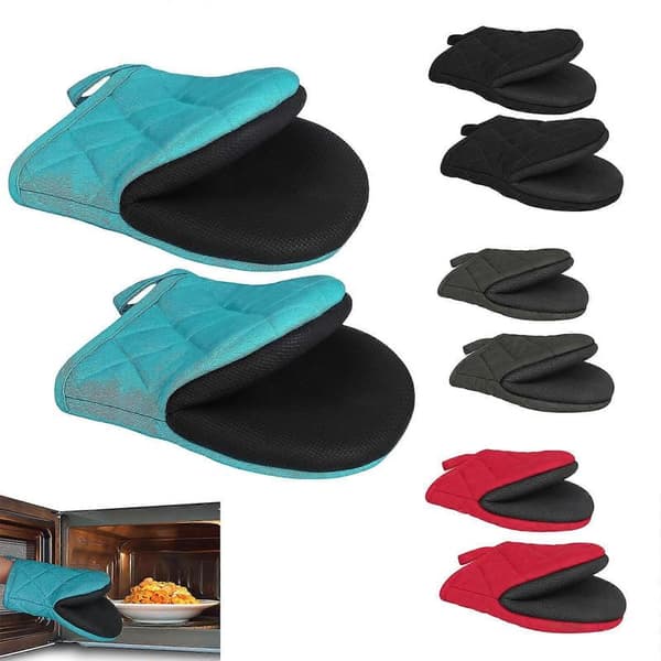 Effektive varmebestandige kokkehansker, maskinvaskbare, overdimensjonert design for camping, grilling og baking, rød Black