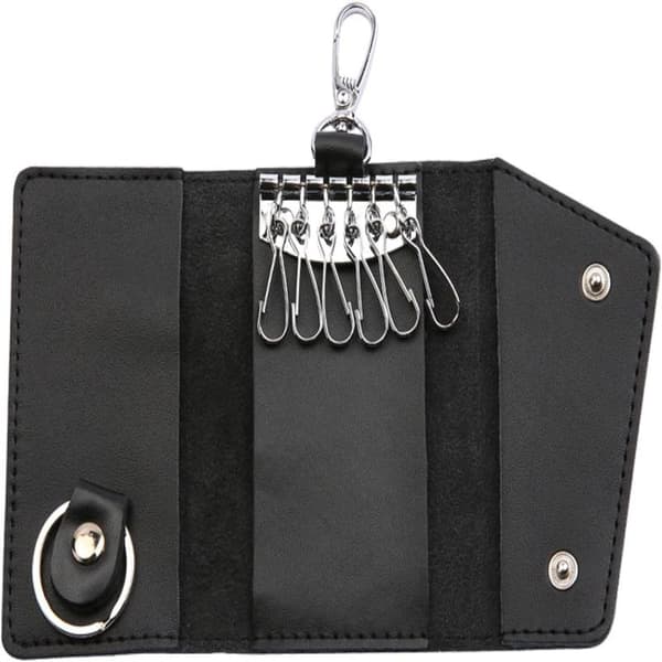 Genuine Leather Key Case, Car Key Bag with Key Chain, Multifunctional, Large Capacity Key Pouch
