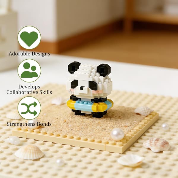 Jättepanda 3D Byggklossar, Mini Panda Figurer att Bygga