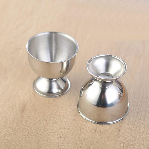 Eggkopper Sett Rustfritt Stål Mykkokte Eggkopper Holder Stativ Eggkoppbrett Inkluderer 4 Egg Kjøkken Silver