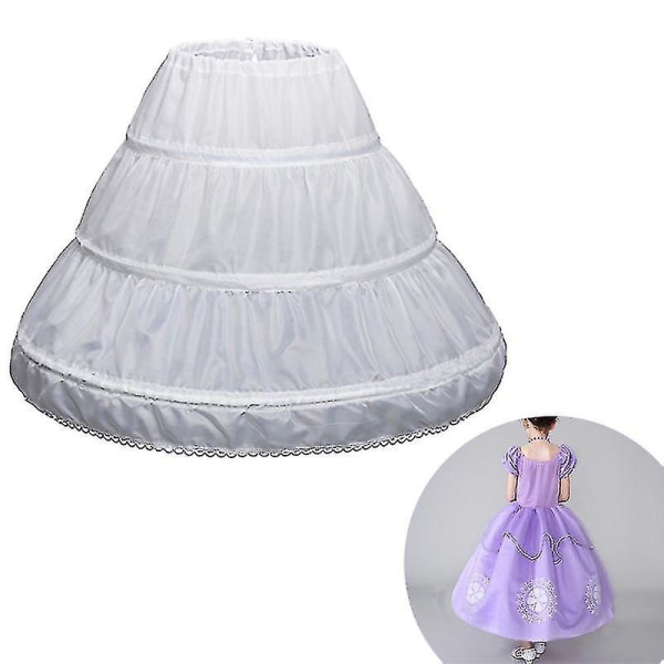 1 Pcs Children Kids Girl Petticoat Pannier Skirt 3 Hoops For Wedding Dress Party-9