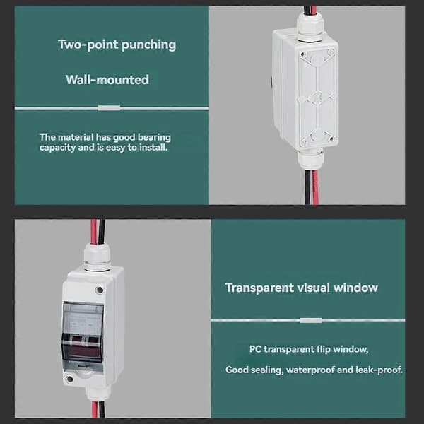 Solafbryder Fotovoltaisk PV Kombinationsboks 400V DC Afbryder IP65 Vandtæt 25A 25A