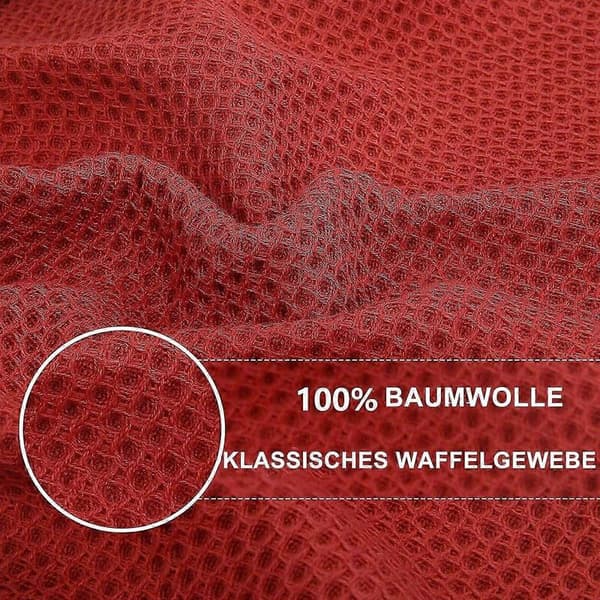 Sæt med 6 bløde og absorberende køkkenhåndklæder, holdbare rengøringsklude til hverdagsbrug Red 34*73cm
