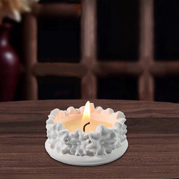 3D Blomsterpregede Silikon Lysestakeformer for Epoxyharpiks, Lysestake, Telysholder, Gipsdekorasjon L