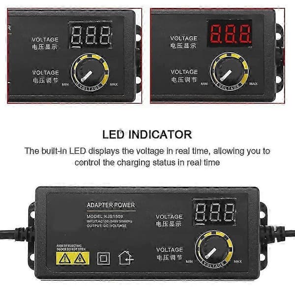 Justerbar spænding 3-36V 60W LED LCD Digital Display Strømforsyning Oplader med CNC præcision til hjemmebrug US Plug
