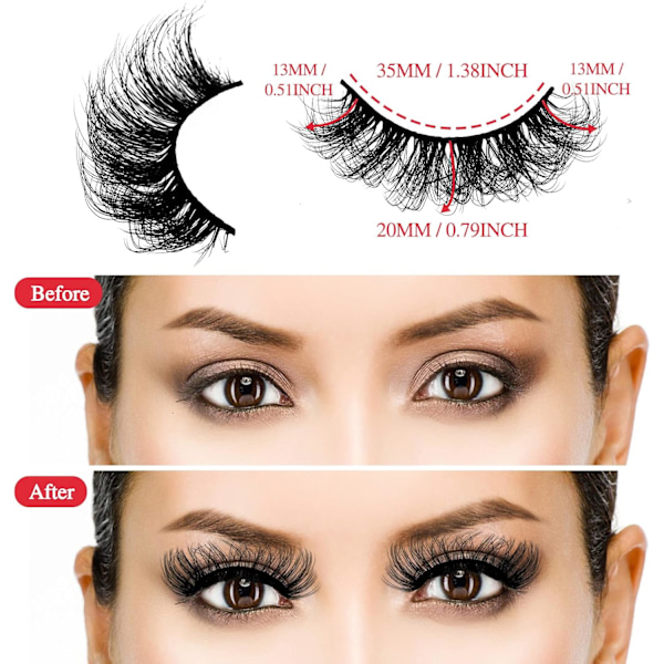 Flerskiktade lösögonfransar 5 par Dramatiska 20 mm Faux Mink Lashes Pack Wispy Long Thick High Crossed Volume Fluffy