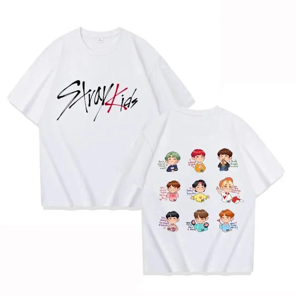 K-POP Stray Kids T-paita miehille ja naisille, painettu korkealaatuisesta puuvillasta, lyhythihainen t-paita, oversized t-paita, topit, vaatteet 2 2 S