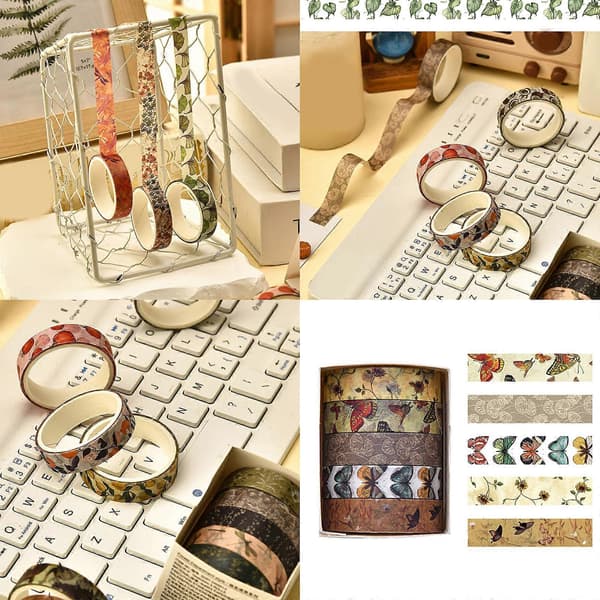 Papperstejp Skogar Växttryck Washis Tejp Retro Maskeringstejp Dekorativ Tejp Konstnärstejp Scrapbooking Tillbehör 6