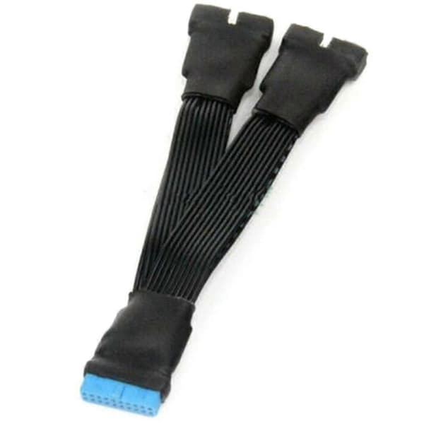 2 stk. 12 cm 19-bens intern bundkort USB 3.0 19-bens header 1 til 2 forlænger splitterkabel