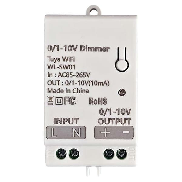 Tuya Smart 0-10V Dimmerkontroller, Tuya WiFi Dimmerkontroller, Smart Hjem DIY Bryterrelé White