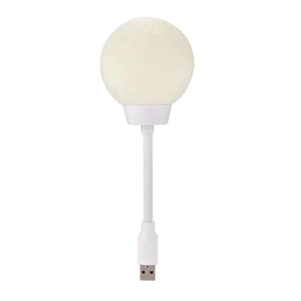 Måneformet intelligent stemmelampe med USB-plugg, roterbar nattlampe for studierom White