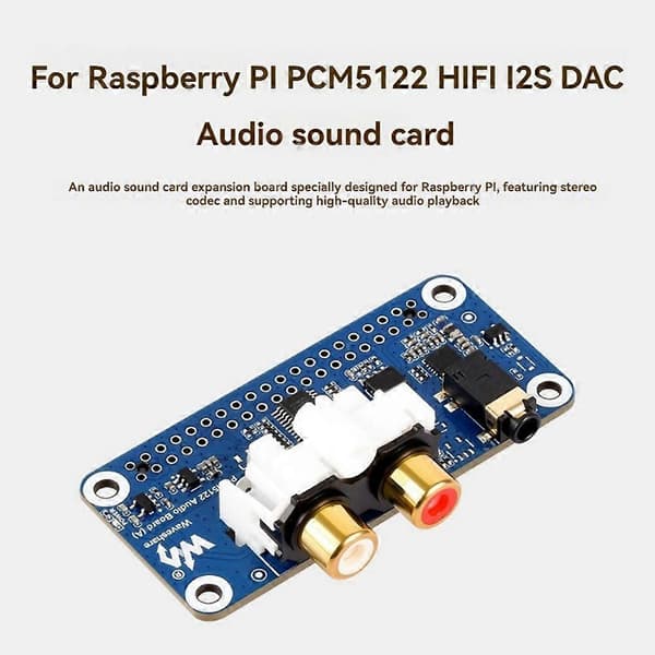 Waveshare til Raspberry Pi PCM5122 Audio Board I2S DAC HIFI lydkort lydudvidelseskort EEPROM firmware til PI5/PI4/Zero Bleu