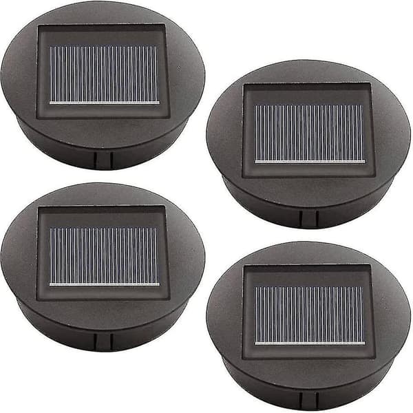 4 stk. udskiftelige solcellelamper med LED-lys, solcellelampe erstatning, LED-solpanel lygtehætte til udendørs brug