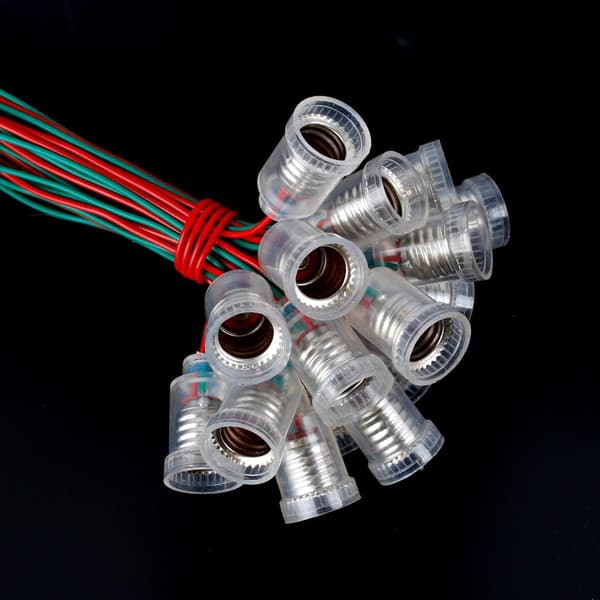 20 stk. E10-lampeholdere med kabel, E10-lampesokkel med kabel, E10-lampeholder med ledning