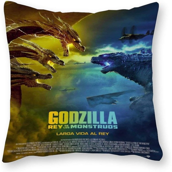 Godzilla King of The Monsters Cushion Pillow - Pop Art - Canvas Örngott Enkel - Utan fyllnadsdyna - 45x45cm (endast cover ) (J-110)