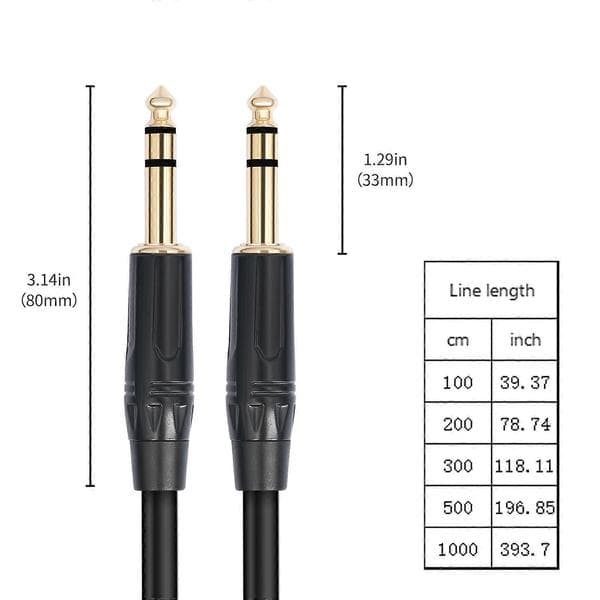 1/4 till 1/4 ljudkabel Gitarrkabel Instrumentkabel 6,35 mm monokontakter Obalanserade patchar Högtalarkabel för elgitarr 5m