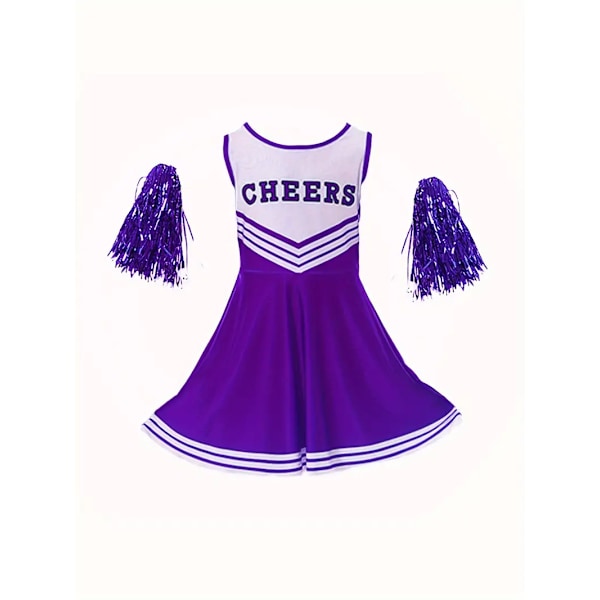 Plus Size Cheerleading Uniformer til Kvinder Voksen Cheerleading Kostumer med Pom Poms Velegnet til Kostumefester Sportskampe purple 140CM