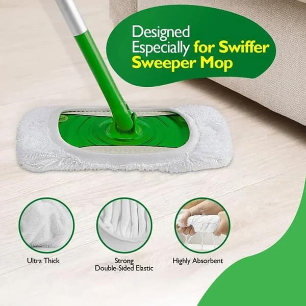 Reusable Premium Swiffer Microfiber Cleaning Cloth, Grey/White, 25.4 x 11.5 cm, White white