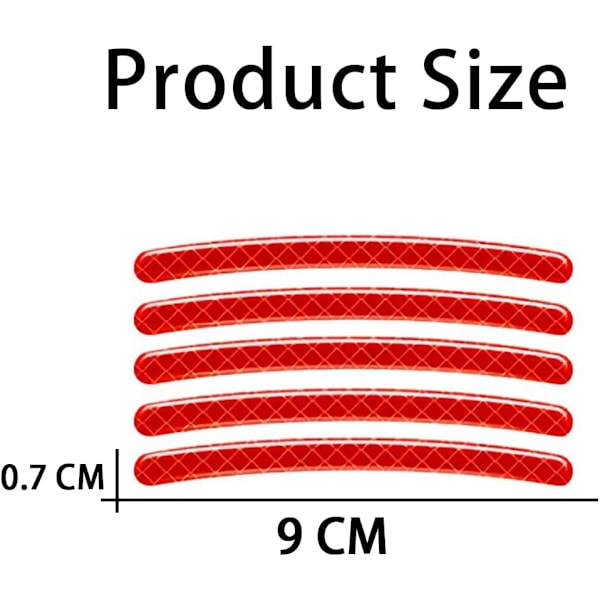 20 kpl auton pyörännavan heijastavat tarrat, heijastavat auton pyörän koristeelliset raitat, naarmuuntumattomat heijastavat tarrat (punainen)