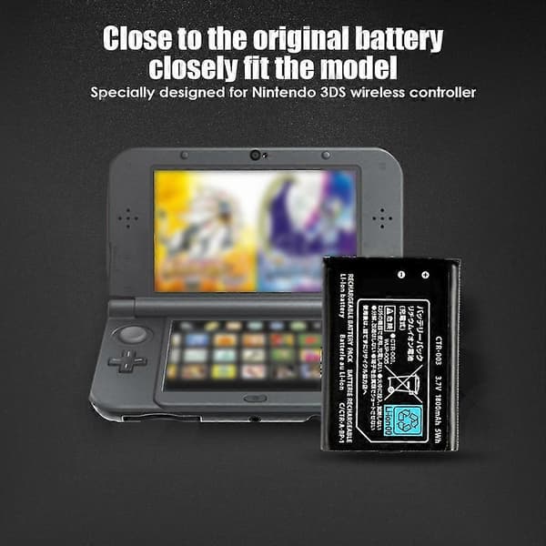 3,7V 2000mAh oppladbart litium-ion-batteri med verktøysett for 3DS
