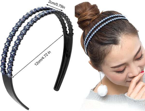 Modehårband, 4-pack Strass Hårband Dubbla Kristall Sida Hårband med Tänder Hårband Elegant Hår