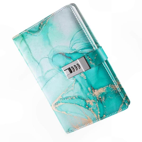 PU læder journal notesbog med lås til drenge personlig dagbog Turquoise