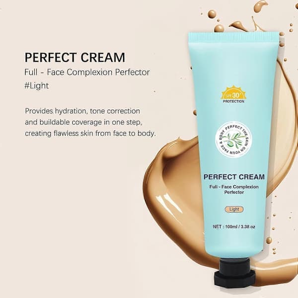 Supreme Creme All Over Complexion Perfector Langtidsholdbar Fuld Dækning Concealer Creme Foundation, Vandfast Overførselsresistent Medium