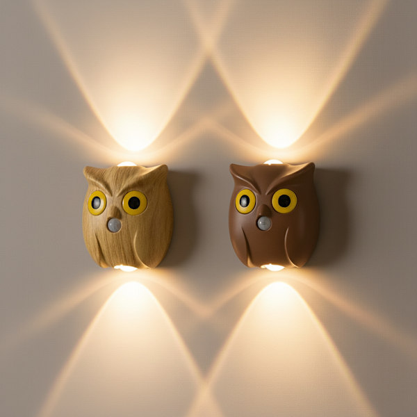 Owl Wall Lamp - Magnetic Base Dimmable LED Night Light (1pc)*White* White