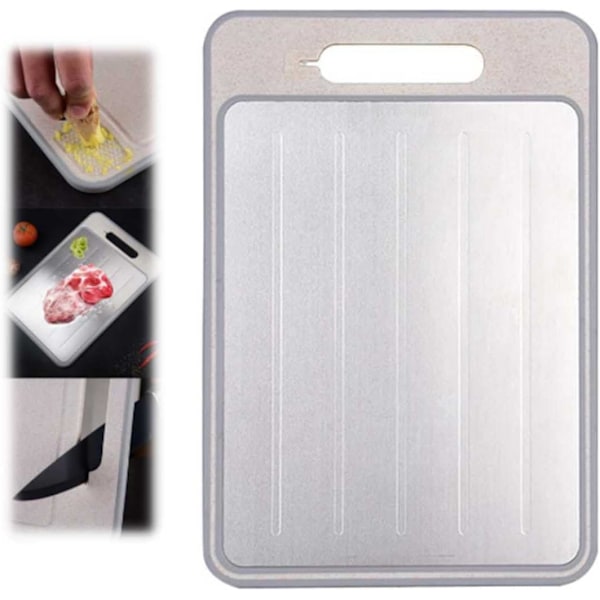 4 in 1 Defrosting Board Defrosting Tray Miracle Melt Defrosting Board 9.84 X 14.37 Inch Double Sided Chopping Board with Grater Sharpener Fast