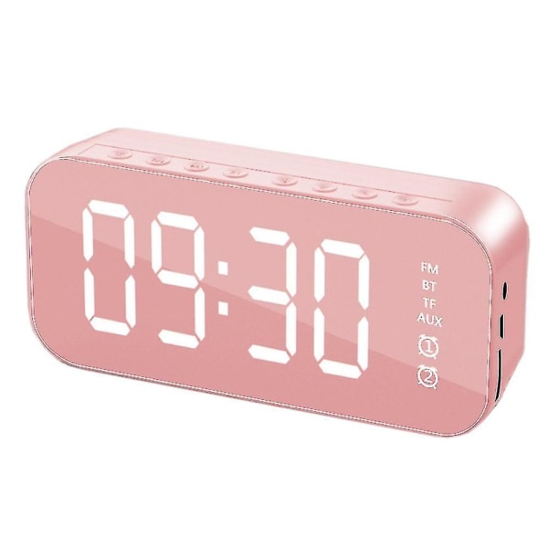 Väckarklocka för sovrum/kontor, digital klocka med Bluetooth högtalare, väckarklocka för tunga sovplatser pink